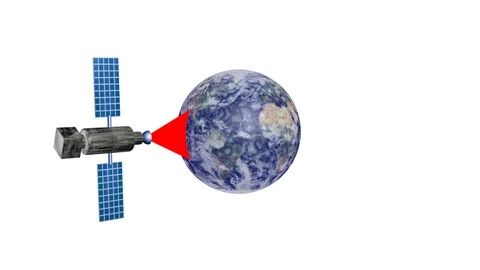 Satellite LIDAR  System Orbits Scans Earth. 3D Animation Stock Footage 125304936