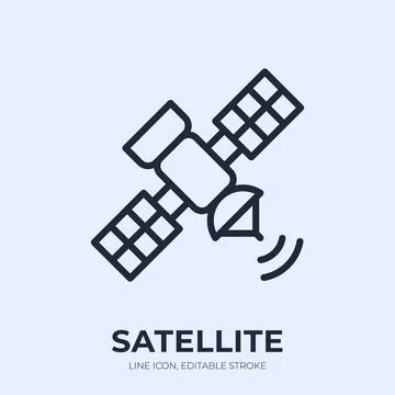 Satellite line icon. Space communication linear vector illustration. Thin sign Stock Illustration