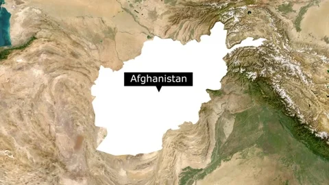 Satellite map of Afghanistan, clouds, growing white ink territory, pinned name Stock Footage 344803583