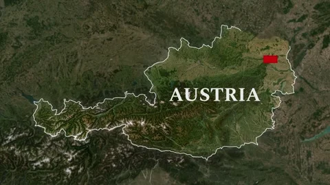 Satellite map animation of Austria. Clouds, animated white outline of the border Stock Footage 344438488