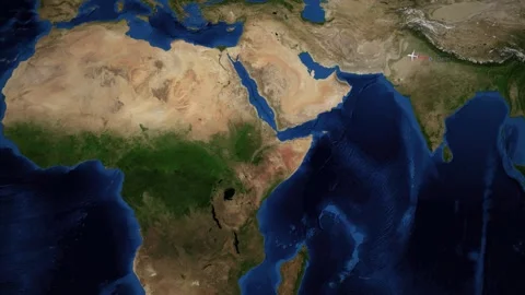 Satellite Map Animation Tracking Flight Route from Delhi to Lagos 動画素材 339827892