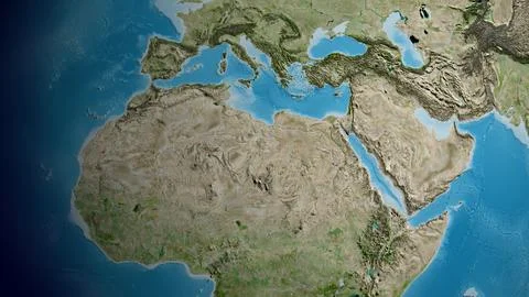 Satellite map centered on Libya neighborhood area Stock Illustration