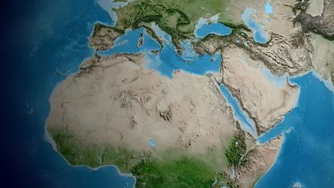 Satellite map centered on Libya neighborhood area Stock Illustration