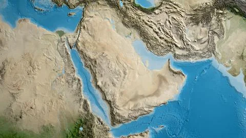 Satellite map centered on Saudi Arabia neighborhood area Stock Illustration