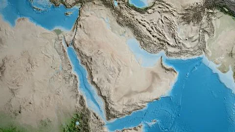 Satellite map centered on Saudi Arabia neighborhood area Stock Illustration
