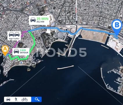 Satellite map, direction and location with travel information and ...