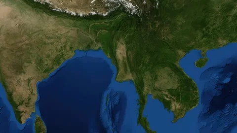 Satellite Map Zoom Animation to Luang Prabang Laos with Location Pin Stock Footage 335861199