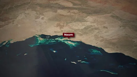 Satellite Map Zoom Animation to Neom City in Saudi Arabia Stock Footage 338252054
