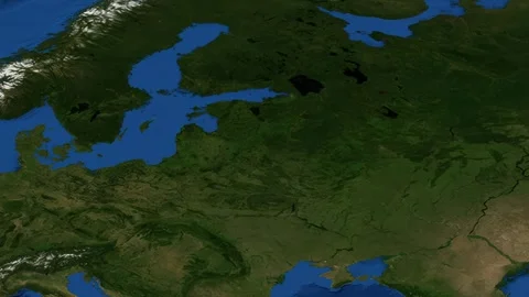 Satellite Map Zoom Animation From World View To Saint Petersburg Russia Stockbeeldmateriaal 329732119
