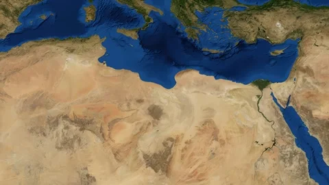 Satellite Map Zoom Animation from World View to Benghazi Libya Stock-Footage 336231463