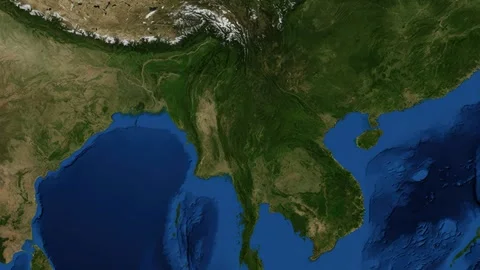 Satellite Map Zoom Animation from World View to Hanoi Vietnam Stock Footage 338150465
