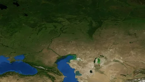 Satellite Map Zoom Animation From World View To Ufa Russia Stock Footage 340374144
