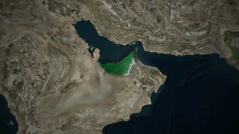 Satellite Map Zoom into UAE and Abu Dhabi Emirates Stock Footage 347471736