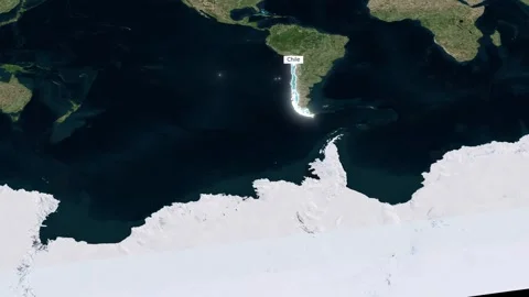  Satellite Map Zooming into Chile Highlighted Region Stock Footage 334168888