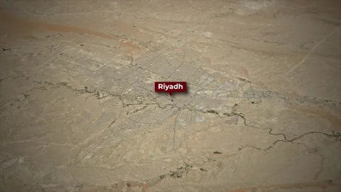 Satellite Map Zooming In To Riyadh Saudi Arabia on World Map Stock Footage 338301728