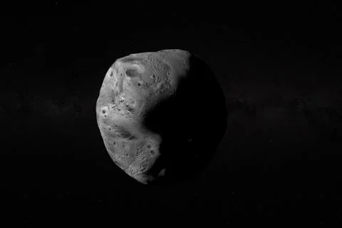 Satellite martian Phobos, Mars I, orbiting in the outer space. 3d render Stock Illustration