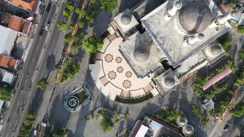 Satellite mode drone view mosque from above Stock Footage 259934526
