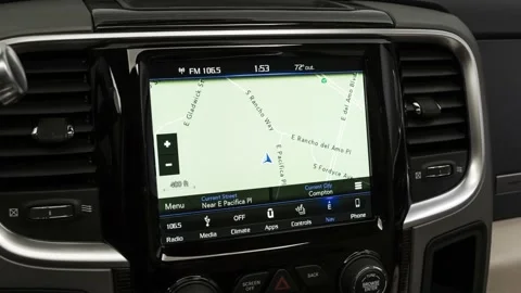 Satellite navigation map display close up Pearl White 2018 RAM 3500 Limited Stock Footage 159995303