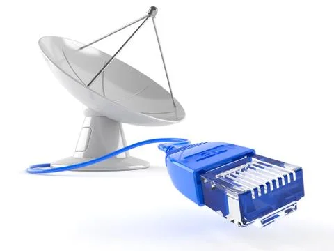Satellite with network cable 스톡 일러스트