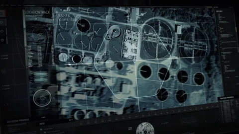 Satellite Network Control System Interface Conducts Location Coordinates Scan Stock Footage 256027769