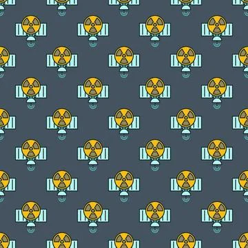 Satellite with Nuclear Weapon vector colored seamless pattern Illustrazione stock