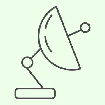 Satellite observation dish thin line icon. Aerials Parabolic antenna outline Illustrazione stock