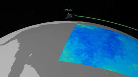 Satellite observing Earth surface. Exploration, 5G and telecommunications Video stock 240135126