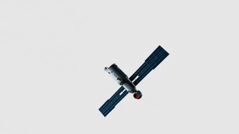 Satellite in orbit. an artificial satellite of planet earth levitates in spac Video stock 240537929