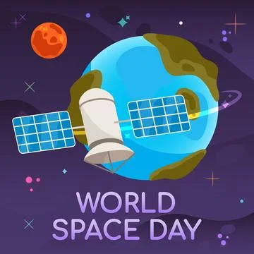 Satellite Orbiting Around World Illustrazione stock