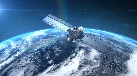 Satellite is orbiting the Earth Stock Footage 2518419
