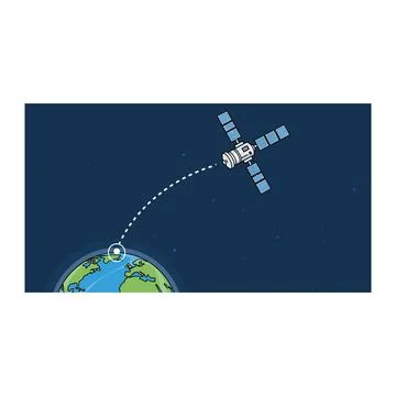 Satellite orbiting earth, global communication, space technology Stock Illustration