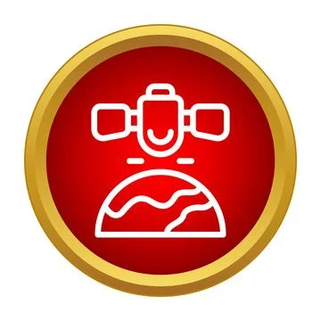 Satellite orbiting earth global communication technology icon Stock Illustration