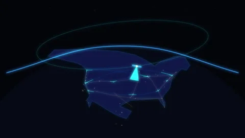 Satellite orbiting earth map digital data network motion graphic background Stock Footage 347956361