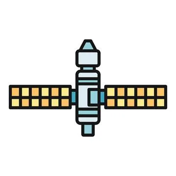 Satellite orbiting earth providing global communication technology Stock Illustration