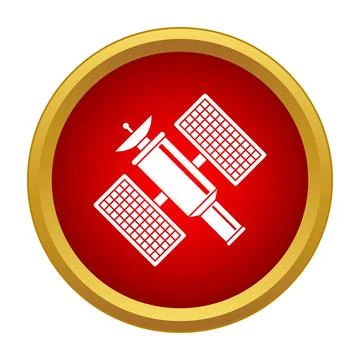 Satellite orbiting earth providing global communication technology icon Stock Illustration