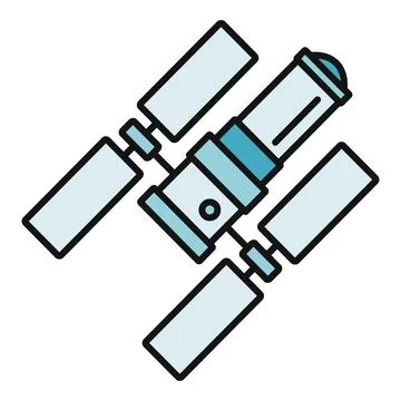 Satellite orbiting globe, technology and communication icon Stock Illustration