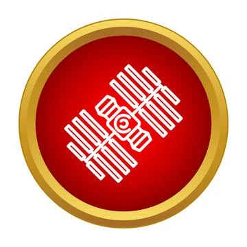 Satellite orbiting globe transmitting data signal icon Illustrazione stock