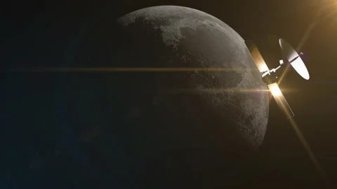 Satellite orbiting Moon Stock Footage 167531916