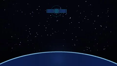 Satellite Orbiting Planet Earth in Space Animation 動画素材 347810873