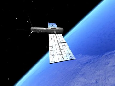 Satellite over the earth . Illustrazione stock