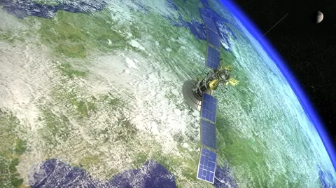 Satellite over Europe Stock Footage 7728034