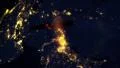 Satellite passes Earth planet night lights sci fi in silhouette 4k 4k or 4k+ Resolution