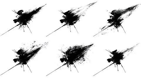 Satellite Re-Entry Crash Black Solid Silhouettes Collection Stock Illustration
