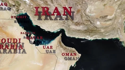 Satellite relief Map of the Strait of Hormuz and Shipping Lanes - zoom in -.. 스톡 동영상 331722370