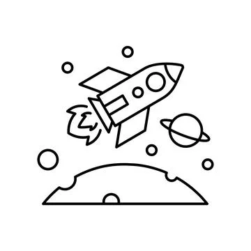 Satellite rocket in space icon. Simple line, outline vector elements of Stock Illustration