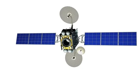 Satellite rotates on white background Stock Footage 85167067