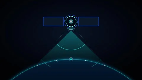 Satellite scanning earth surface digital hud interface technology animation.. Stock Footage 337566924