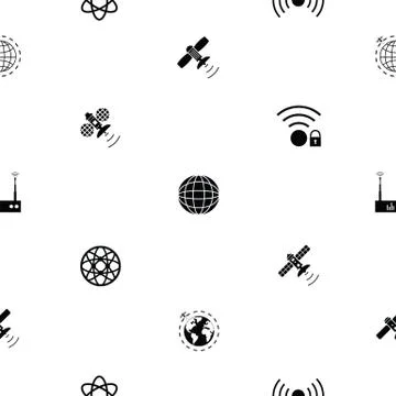 Satellite seamless pattern background icon. Illustrazione stock