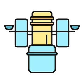 Satellite sending signal in space technology icon Stock Illustration