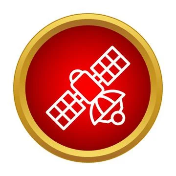 Satellite sending signal transmitting data in orbit icon 스톡 일러스트